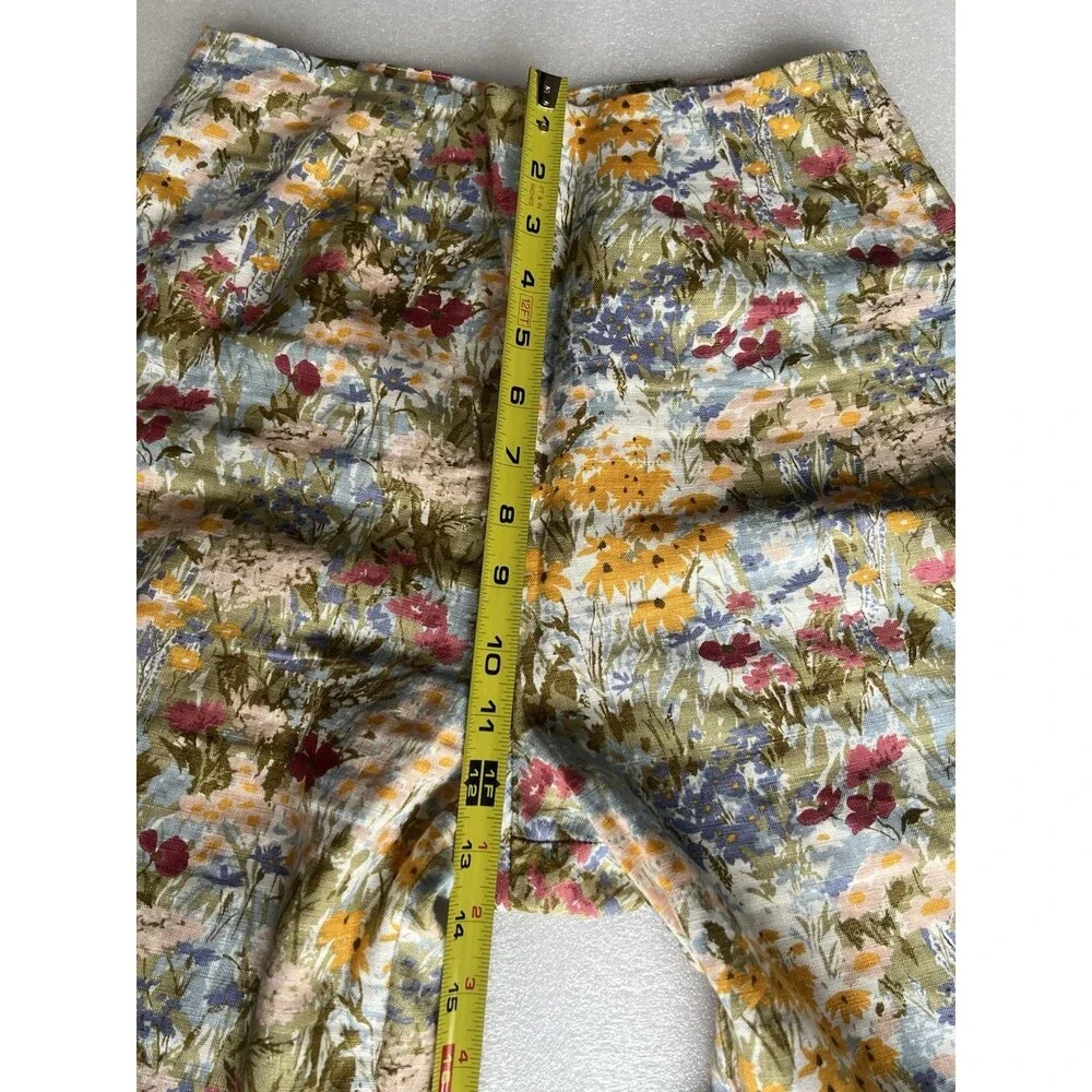 Reformation Size 4 Floral 100% Linen High Rise Cropped Pant Cottagcore coastal